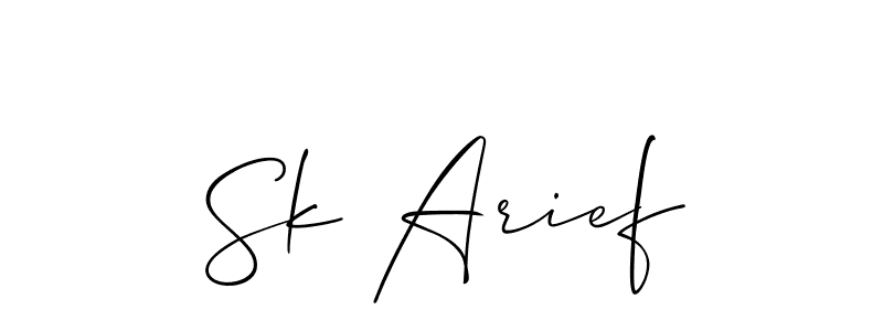 The best way (Allison_Script) to make a short signature is to pick only two or three words in your name. The name Sk Arief include a total of six letters. For converting this name. Sk Arief signature style 2 images and pictures png