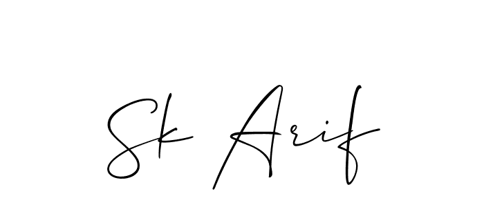 Create a beautiful signature design for name Sk Arif. With this signature (Allison_Script) fonts, you can make a handwritten signature for free. Sk Arif signature style 2 images and pictures png