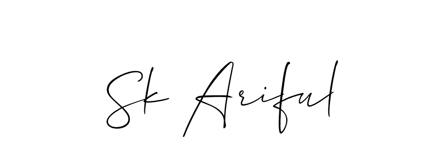 Use a signature maker to create a handwritten signature online. With this signature software, you can design (Allison_Script) your own signature for name Sk Ariful. Sk Ariful signature style 2 images and pictures png