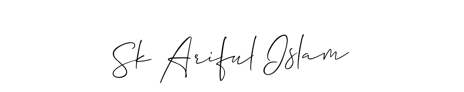 The best way (Allison_Script) to make a short signature is to pick only two or three words in your name. The name Sk Ariful Islam include a total of six letters. For converting this name. Sk Ariful Islam signature style 2 images and pictures png