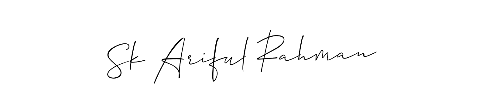 Also You can easily find your signature by using the search form. We will create Sk Ariful Rahman name handwritten signature images for you free of cost using Allison_Script sign style. Sk Ariful Rahman signature style 2 images and pictures png