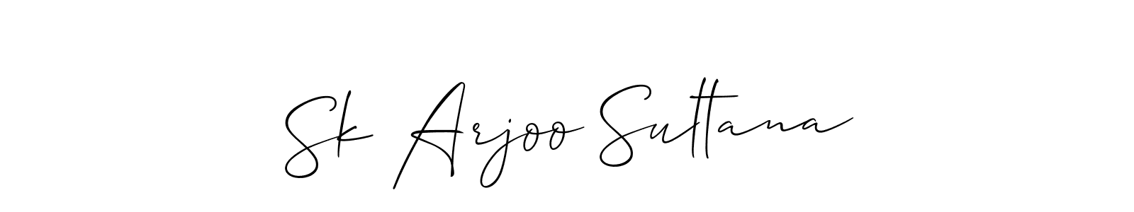 The best way (Allison_Script) to make a short signature is to pick only two or three words in your name. The name Sk Arjoo Sultana include a total of six letters. For converting this name. Sk Arjoo Sultana signature style 2 images and pictures png