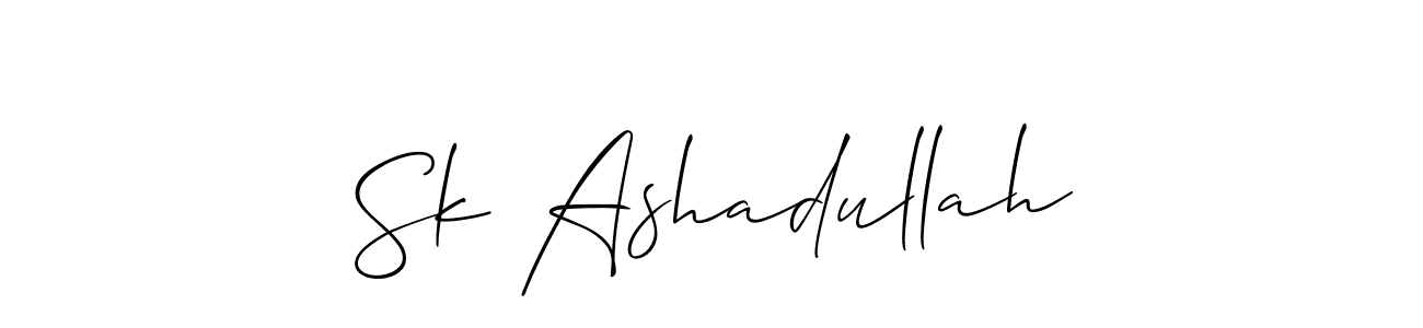 The best way (Allison_Script) to make a short signature is to pick only two or three words in your name. The name Sk Ashadullah include a total of six letters. For converting this name. Sk Ashadullah signature style 2 images and pictures png