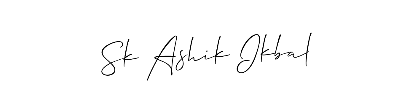 How to make Sk Ashik Ikbal name signature. Use Allison_Script style for creating short signs online. This is the latest handwritten sign. Sk Ashik Ikbal signature style 2 images and pictures png