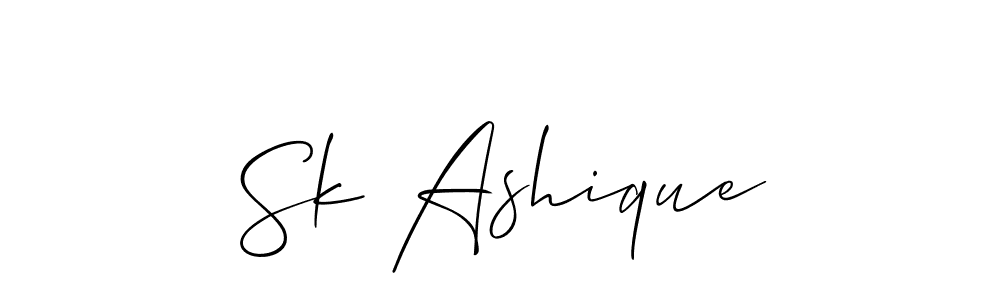 Use a signature maker to create a handwritten signature online. With this signature software, you can design (Allison_Script) your own signature for name Sk Ashique. Sk Ashique signature style 2 images and pictures png