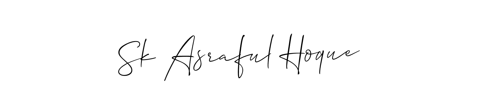 Also You can easily find your signature by using the search form. We will create Sk Asraful Hoque name handwritten signature images for you free of cost using Allison_Script sign style. Sk Asraful Hoque signature style 2 images and pictures png