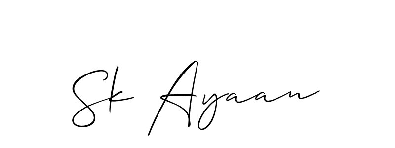 How to Draw Sk Ayaan signature style? Allison_Script is a latest design signature styles for name Sk Ayaan. Sk Ayaan signature style 2 images and pictures png