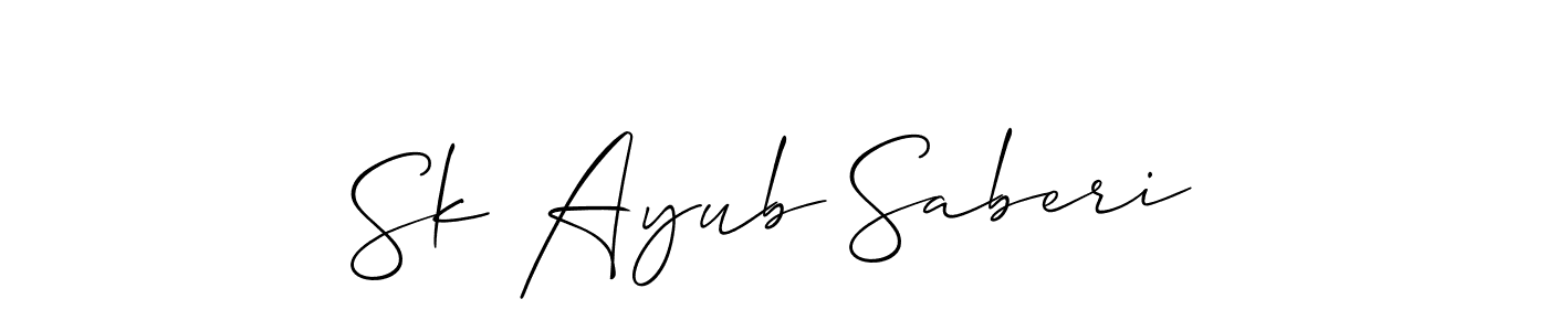 Allison_Script is a professional signature style that is perfect for those who want to add a touch of class to their signature. It is also a great choice for those who want to make their signature more unique. Get Sk Ayub Saberi name to fancy signature for free. Sk Ayub Saberi signature style 2 images and pictures png