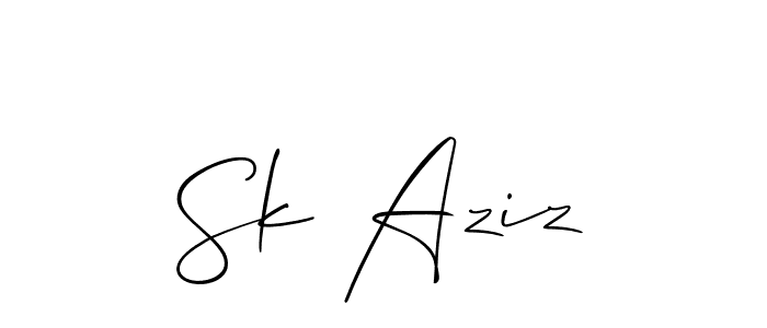 The best way (Allison_Script) to make a short signature is to pick only two or three words in your name. The name Sk Aziz include a total of six letters. For converting this name. Sk Aziz signature style 2 images and pictures png