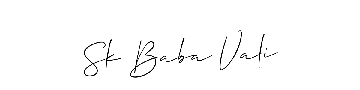 Also You can easily find your signature by using the search form. We will create Sk Baba Vali name handwritten signature images for you free of cost using Allison_Script sign style. Sk Baba Vali signature style 2 images and pictures png