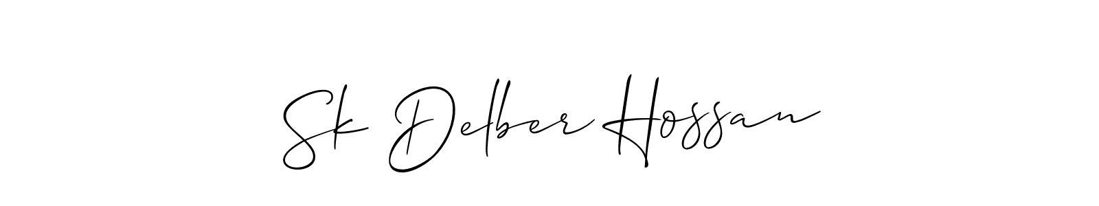 Make a beautiful signature design for name Sk Delber Hossan. With this signature (Allison_Script) style, you can create a handwritten signature for free. Sk Delber Hossan signature style 2 images and pictures png