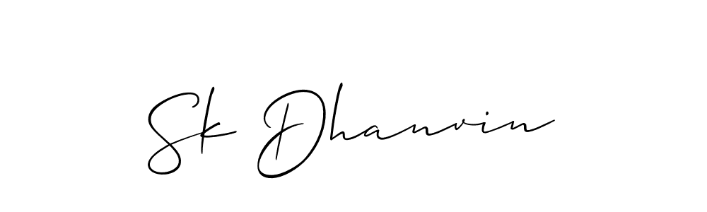 How to make Sk Dhanvin name signature. Use Allison_Script style for creating short signs online. This is the latest handwritten sign. Sk Dhanvin signature style 2 images and pictures png