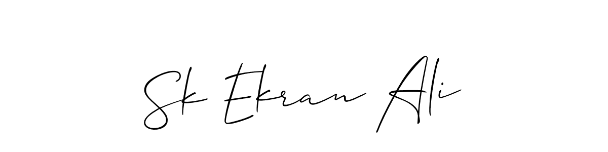 The best way (Allison_Script) to make a short signature is to pick only two or three words in your name. The name Sk Ekran Ali include a total of six letters. For converting this name. Sk Ekran Ali signature style 2 images and pictures png