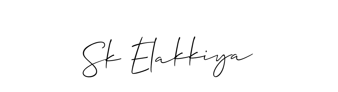 Also we have Sk Elakkiya name is the best signature style. Create professional handwritten signature collection using Allison_Script autograph style. Sk Elakkiya signature style 2 images and pictures png