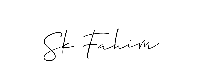 The best way (Allison_Script) to make a short signature is to pick only two or three words in your name. The name Sk Fahim include a total of six letters. For converting this name. Sk Fahim signature style 2 images and pictures png