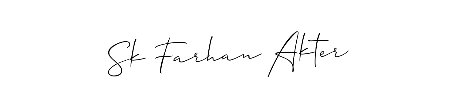 Create a beautiful signature design for name Sk Farhan Akter. With this signature (Allison_Script) fonts, you can make a handwritten signature for free. Sk Farhan Akter signature style 2 images and pictures png