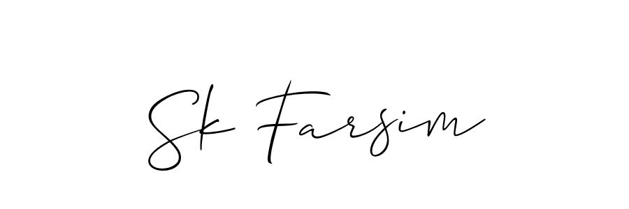 The best way (Allison_Script) to make a short signature is to pick only two or three words in your name. The name Sk Farsim include a total of six letters. For converting this name. Sk Farsim signature style 2 images and pictures png