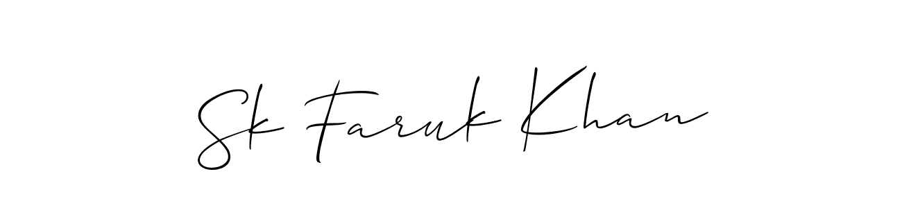 if you are searching for the best signature style for your name Sk Faruk Khan. so please give up your signature search. here we have designed multiple signature styles  using Allison_Script. Sk Faruk Khan signature style 2 images and pictures png