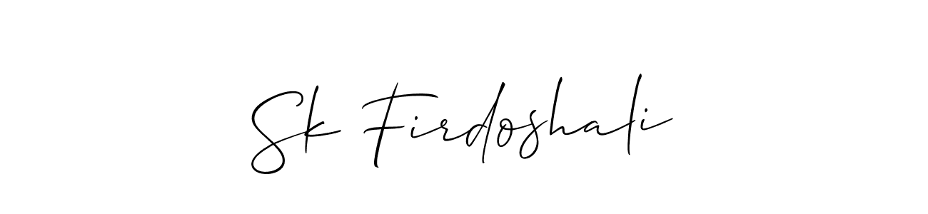 How to make Sk Firdoshali name signature. Use Allison_Script style for creating short signs online. This is the latest handwritten sign. Sk Firdoshali signature style 2 images and pictures png