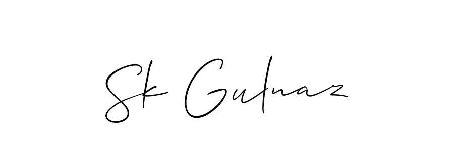 How to make Sk Gulnaz name signature. Use Allison_Script style for creating short signs online. This is the latest handwritten sign. Sk Gulnaz signature style 2 images and pictures png