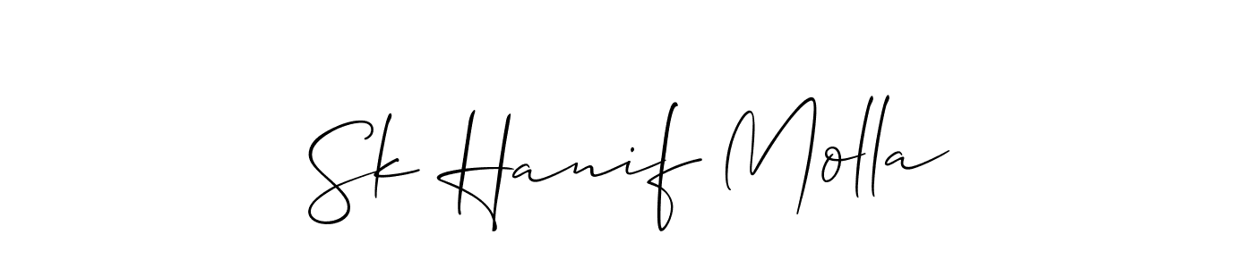 Make a short Sk Hanif Molla signature style. Manage your documents anywhere anytime using Allison_Script. Create and add eSignatures, submit forms, share and send files easily. Sk Hanif Molla signature style 2 images and pictures png