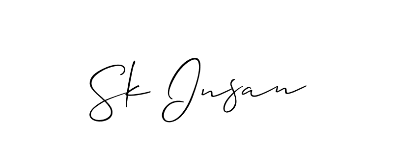 Similarly Allison_Script is the best handwritten signature design. Signature creator online .You can use it as an online autograph creator for name Sk Insan. Sk Insan signature style 2 images and pictures png