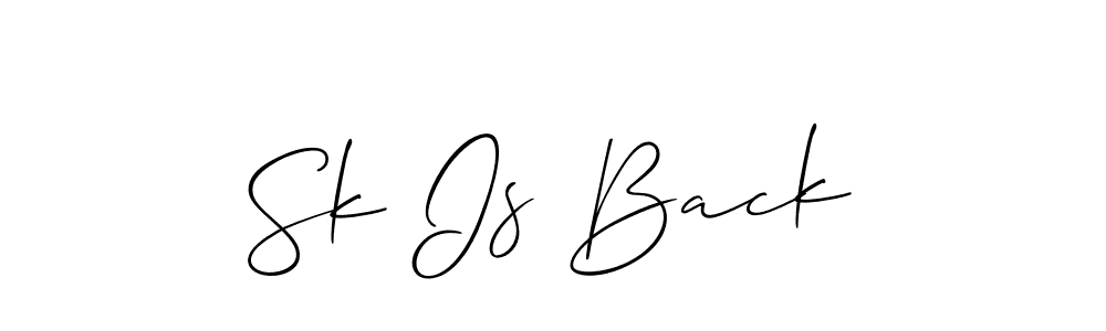 Also You can easily find your signature by using the search form. We will create Sk Is Back name handwritten signature images for you free of cost using Allison_Script sign style. Sk Is Back signature style 2 images and pictures png