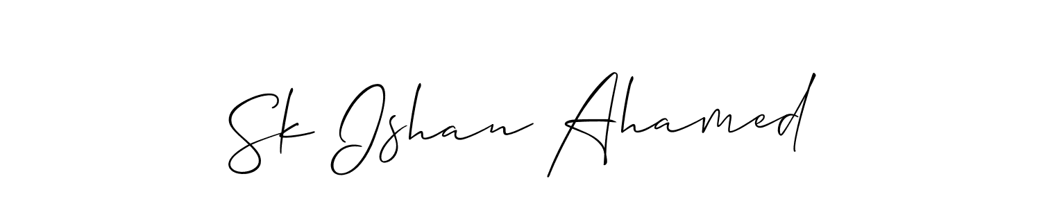 The best way (Allison_Script) to make a short signature is to pick only two or three words in your name. The name Sk Ishan Ahamed include a total of six letters. For converting this name. Sk Ishan Ahamed signature style 2 images and pictures png