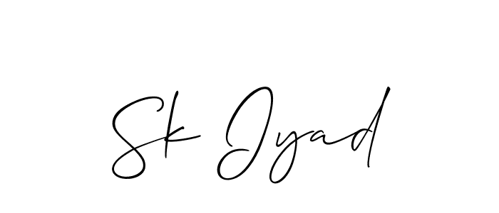 It looks lik you need a new signature style for name Sk Iyad. Design unique handwritten (Allison_Script) signature with our free signature maker in just a few clicks. Sk Iyad signature style 2 images and pictures png