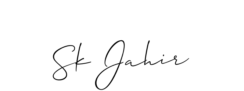 The best way (Allison_Script) to make a short signature is to pick only two or three words in your name. The name Sk Jahir include a total of six letters. For converting this name. Sk Jahir signature style 2 images and pictures png