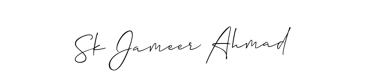 The best way (Allison_Script) to make a short signature is to pick only two or three words in your name. The name Sk Jameer Ahmad include a total of six letters. For converting this name. Sk Jameer Ahmad signature style 2 images and pictures png