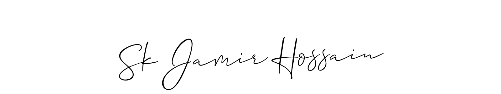 The best way (Allison_Script) to make a short signature is to pick only two or three words in your name. The name Sk Jamir Hossain include a total of six letters. For converting this name. Sk Jamir Hossain signature style 2 images and pictures png