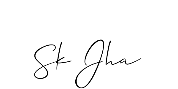 Make a beautiful signature design for name Sk Jha. With this signature (Allison_Script) style, you can create a handwritten signature for free. Sk Jha signature style 2 images and pictures png