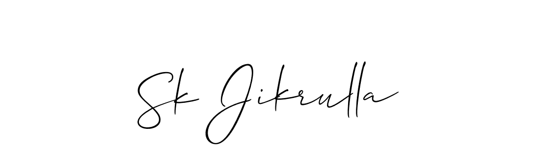 This is the best signature style for the Sk Jikrulla name. Also you like these signature font (Allison_Script). Mix name signature. Sk Jikrulla signature style 2 images and pictures png