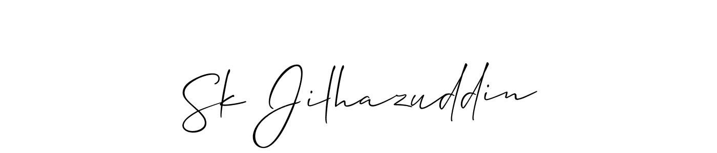 if you are searching for the best signature style for your name Sk Jilhazuddin. so please give up your signature search. here we have designed multiple signature styles  using Allison_Script. Sk Jilhazuddin signature style 2 images and pictures png