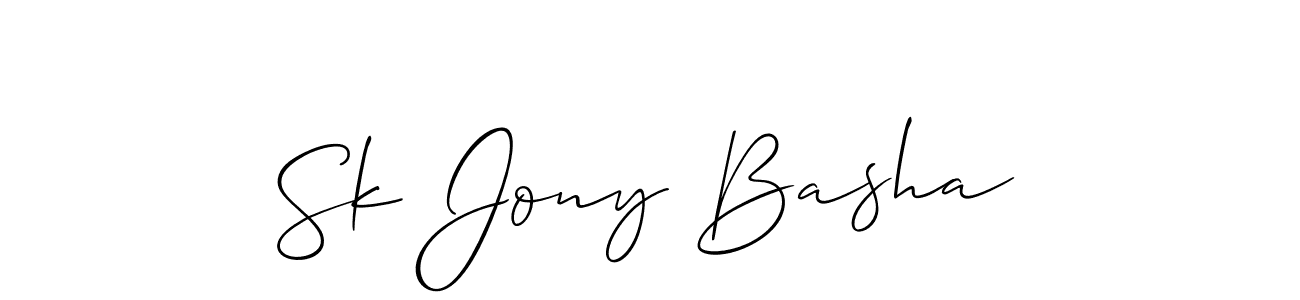 Make a beautiful signature design for name Sk Jony Basha. With this signature (Allison_Script) style, you can create a handwritten signature for free. Sk Jony Basha signature style 2 images and pictures png