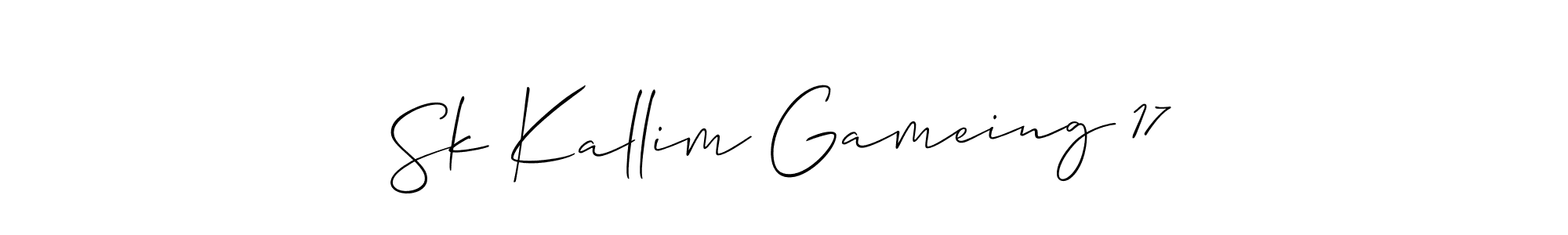 How to make Sk Kallim Gameing 17 name signature. Use Allison_Script style for creating short signs online. This is the latest handwritten sign. Sk Kallim Gameing 17 signature style 2 images and pictures png