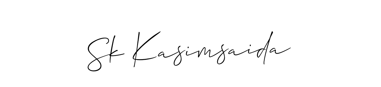 The best way (Allison_Script) to make a short signature is to pick only two or three words in your name. The name Sk Kasimsaida include a total of six letters. For converting this name. Sk Kasimsaida signature style 2 images and pictures png