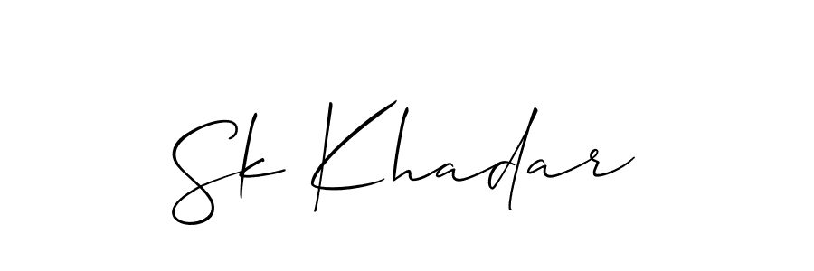 if you are searching for the best signature style for your name Sk Khadar. so please give up your signature search. here we have designed multiple signature styles  using Allison_Script. Sk Khadar signature style 2 images and pictures png