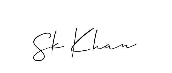 Create a beautiful signature design for name Sk Khan. With this signature (Allison_Script) fonts, you can make a handwritten signature for free. Sk Khan signature style 2 images and pictures png