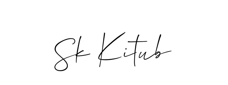 if you are searching for the best signature style for your name Sk Kitub. so please give up your signature search. here we have designed multiple signature styles  using Allison_Script. Sk Kitub signature style 2 images and pictures png