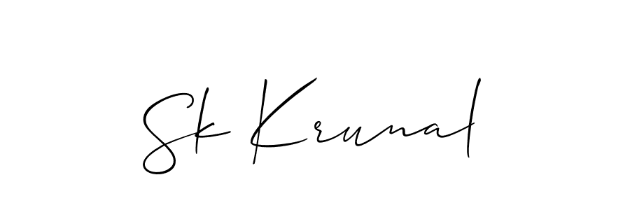 It looks lik you need a new signature style for name Sk Krunal. Design unique handwritten (Allison_Script) signature with our free signature maker in just a few clicks. Sk Krunal signature style 2 images and pictures png