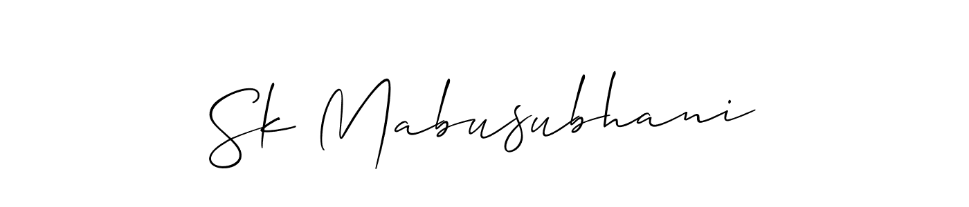 Make a beautiful signature design for name Sk Mabusubhani. With this signature (Allison_Script) style, you can create a handwritten signature for free. Sk Mabusubhani signature style 2 images and pictures png