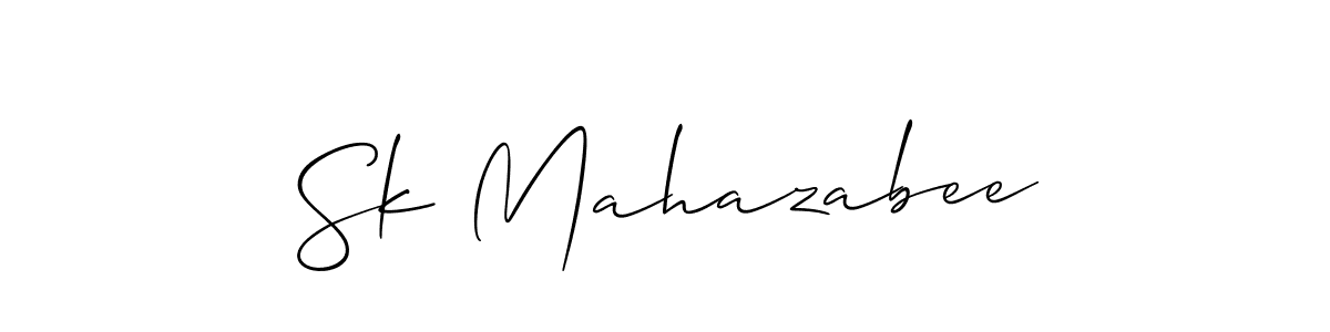 Use a signature maker to create a handwritten signature online. With this signature software, you can design (Allison_Script) your own signature for name Sk Mahazabee. Sk Mahazabee signature style 2 images and pictures png