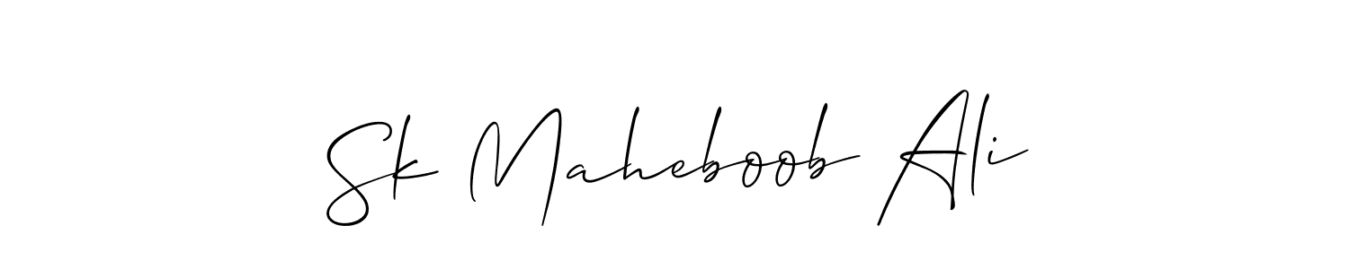 Allison_Script is a professional signature style that is perfect for those who want to add a touch of class to their signature. It is also a great choice for those who want to make their signature more unique. Get Sk Maheboob Ali name to fancy signature for free. Sk Maheboob Ali signature style 2 images and pictures png