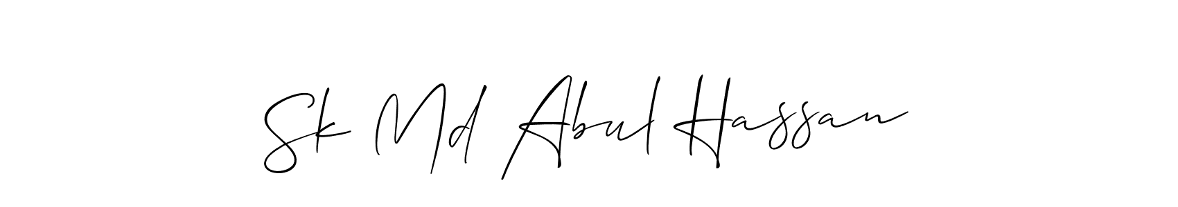 Also we have Sk Md Abul Hassan name is the best signature style. Create professional handwritten signature collection using Allison_Script autograph style. Sk Md Abul Hassan signature style 2 images and pictures png