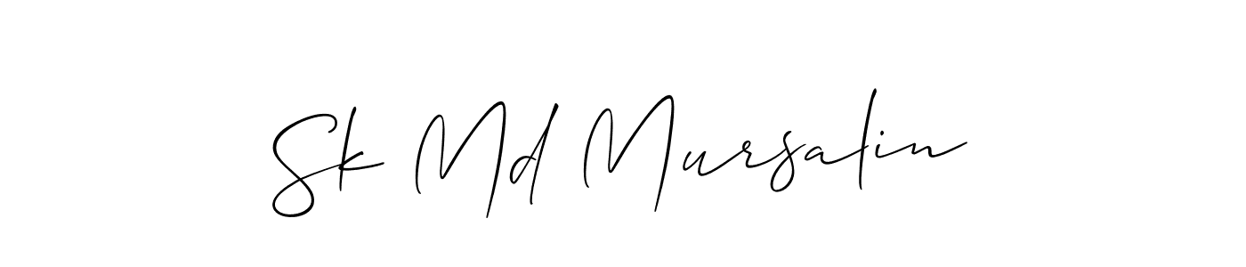 How to make Sk Md Mursalin name signature. Use Allison_Script style for creating short signs online. This is the latest handwritten sign. Sk Md Mursalin signature style 2 images and pictures png