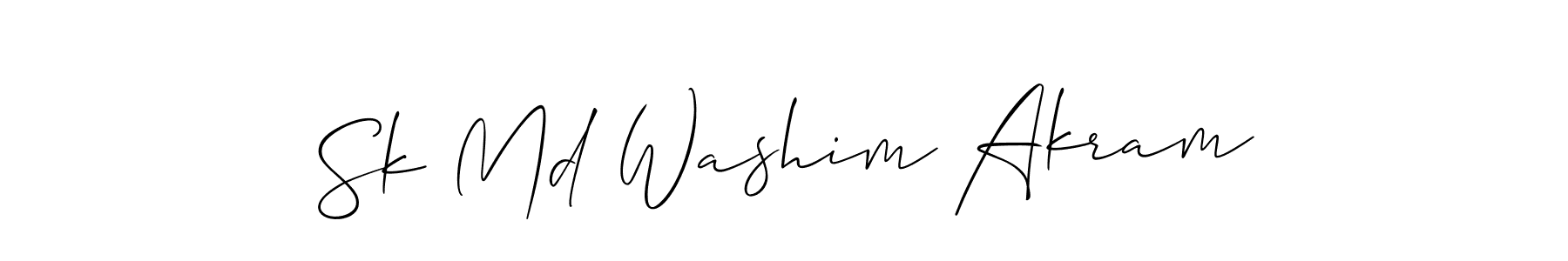 Use a signature maker to create a handwritten signature online. With this signature software, you can design (Allison_Script) your own signature for name Sk Md Washim Akram. Sk Md Washim Akram signature style 2 images and pictures png