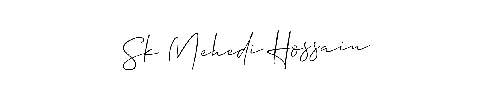 The best way (Allison_Script) to make a short signature is to pick only two or three words in your name. The name Sk Mehedi Hossain include a total of six letters. For converting this name. Sk Mehedi Hossain signature style 2 images and pictures png