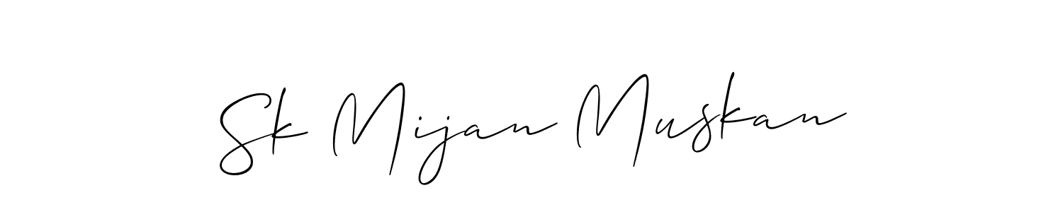 Allison_Script is a professional signature style that is perfect for those who want to add a touch of class to their signature. It is also a great choice for those who want to make their signature more unique. Get Sk Mijan Muskan name to fancy signature for free. Sk Mijan Muskan signature style 2 images and pictures png